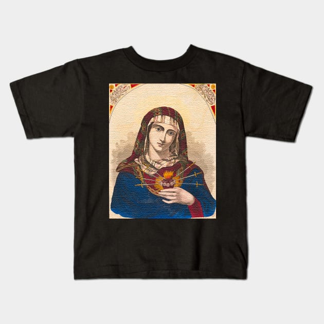 Sacred Heart of Mary Kids T-Shirt by Marccelus